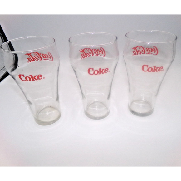 Vintage Coca-Cola Coke Soda Fountain Glass Red Double SIded Logo Red Letter Coke - Picture 5 of 16